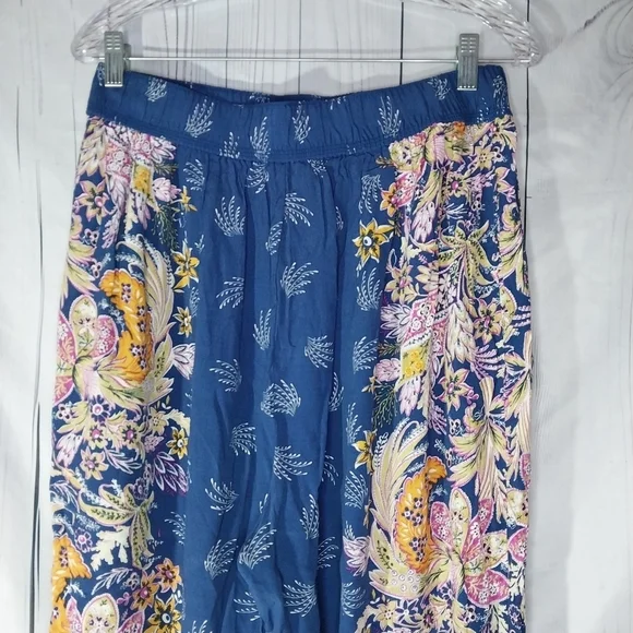 Anthropologie Odette Pants Size Med Blue Floral High Waist Tapered Joggers - Picture 8 of 13
